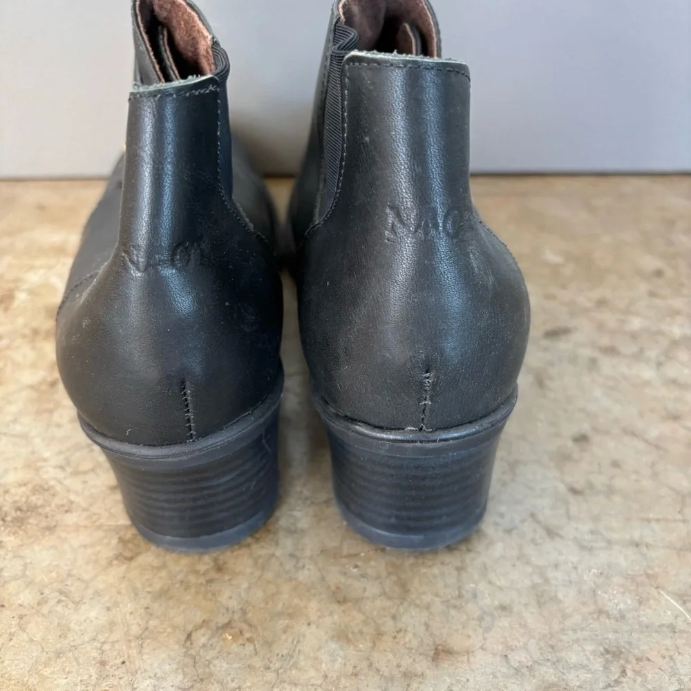 Naot Black Leather Booties With‎ Brass Detail Size 38/7.5